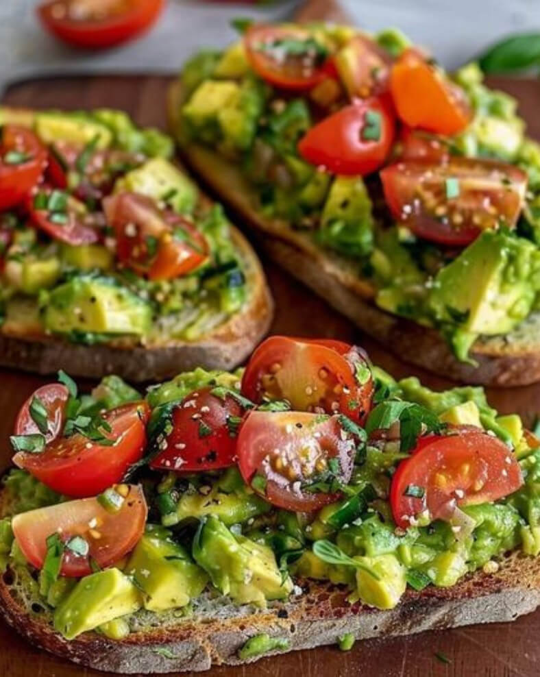 Avocado Bread with Tomatoes